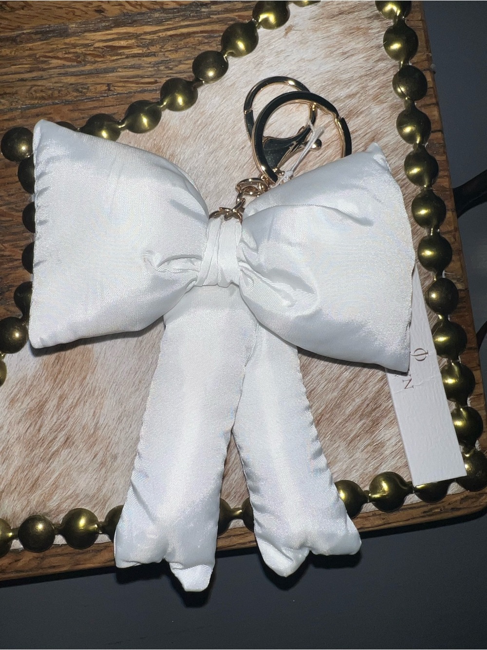 White Bow Keychain Charm-Soft Satin Bow